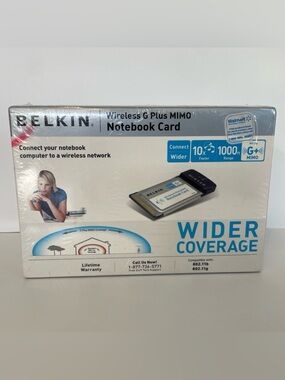 Belkin Wireless G Plus MIMO Notebook Card F5D9010 54 Mbps NEW Sealed